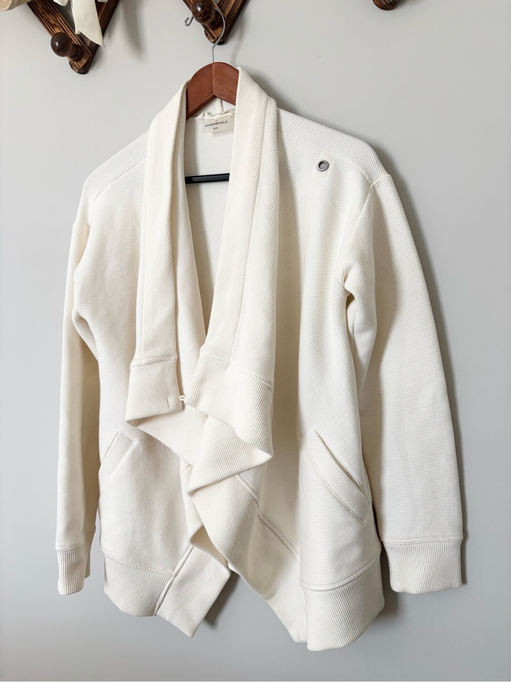 Shambhala Draped Open-Front Cardigan Sweater - Cream
